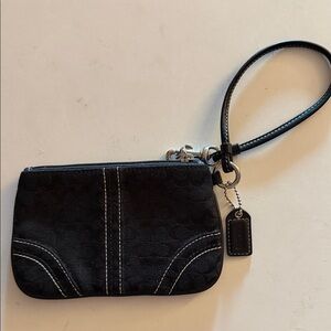 Coach Black Wristlet with Stitch Detail